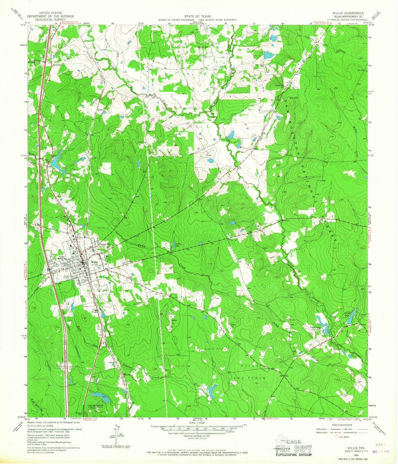 1960 Willis, TX - Texas - USGS Topographic Map