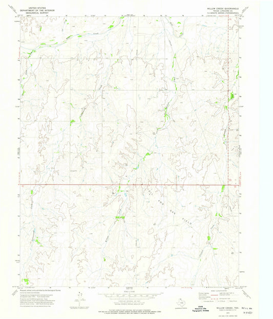 1972 Willow Creek, TX - Texas - USGS Topographic Map
