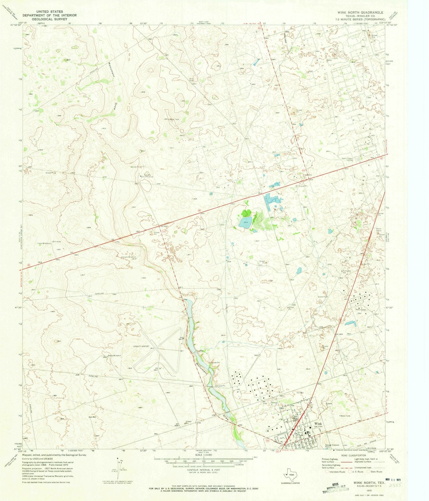 1970 Wink North, TX - Texas - USGS Topographic Map