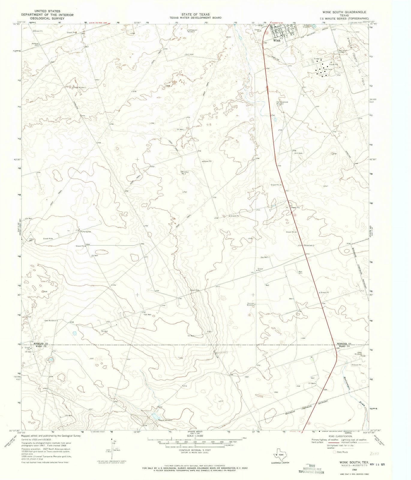 1968 Wink South, TX - Texas - USGS Topographic Map