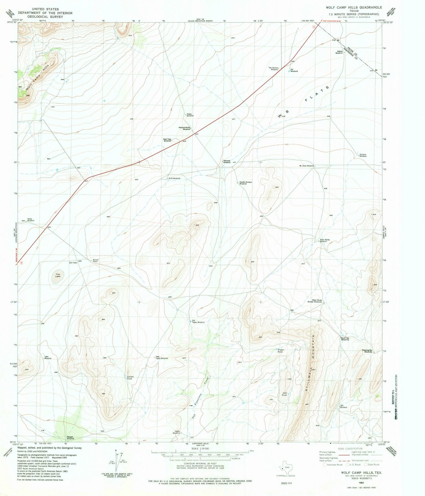 1983 Wolf Camp Hills, TX - Texas - USGS Topographic Map