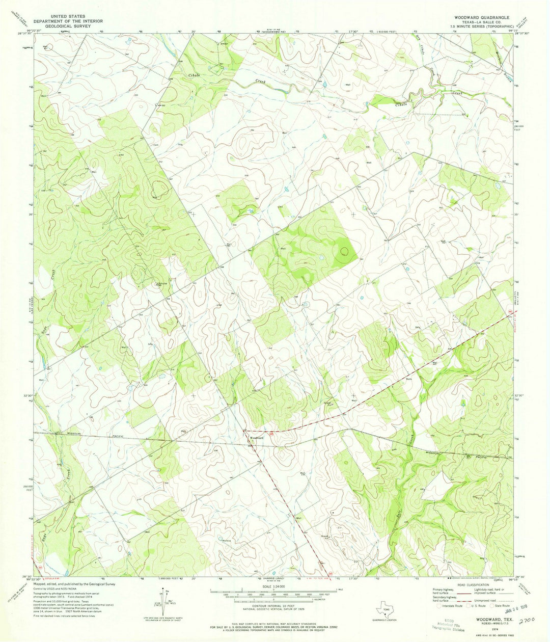 1974 Woodward, TX - Texas - USGS Topographic Map v2