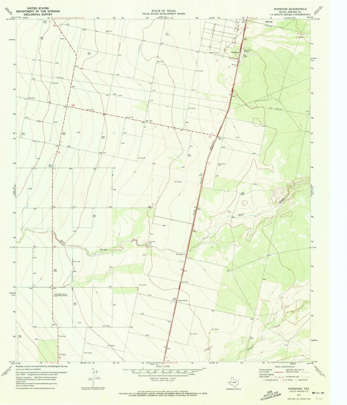 1971 Worsham, TX - Texas - USGS Topographic Map