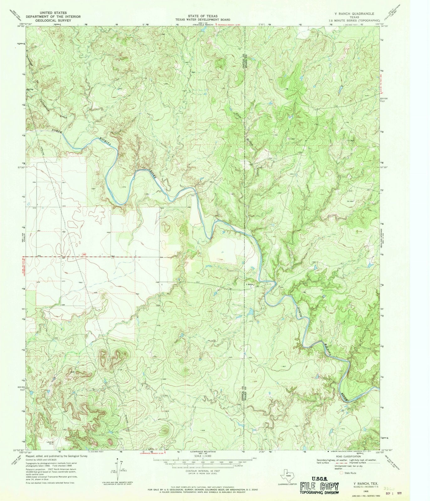 1968 Y Ranch, TX - Texas - USGS Topographic Map