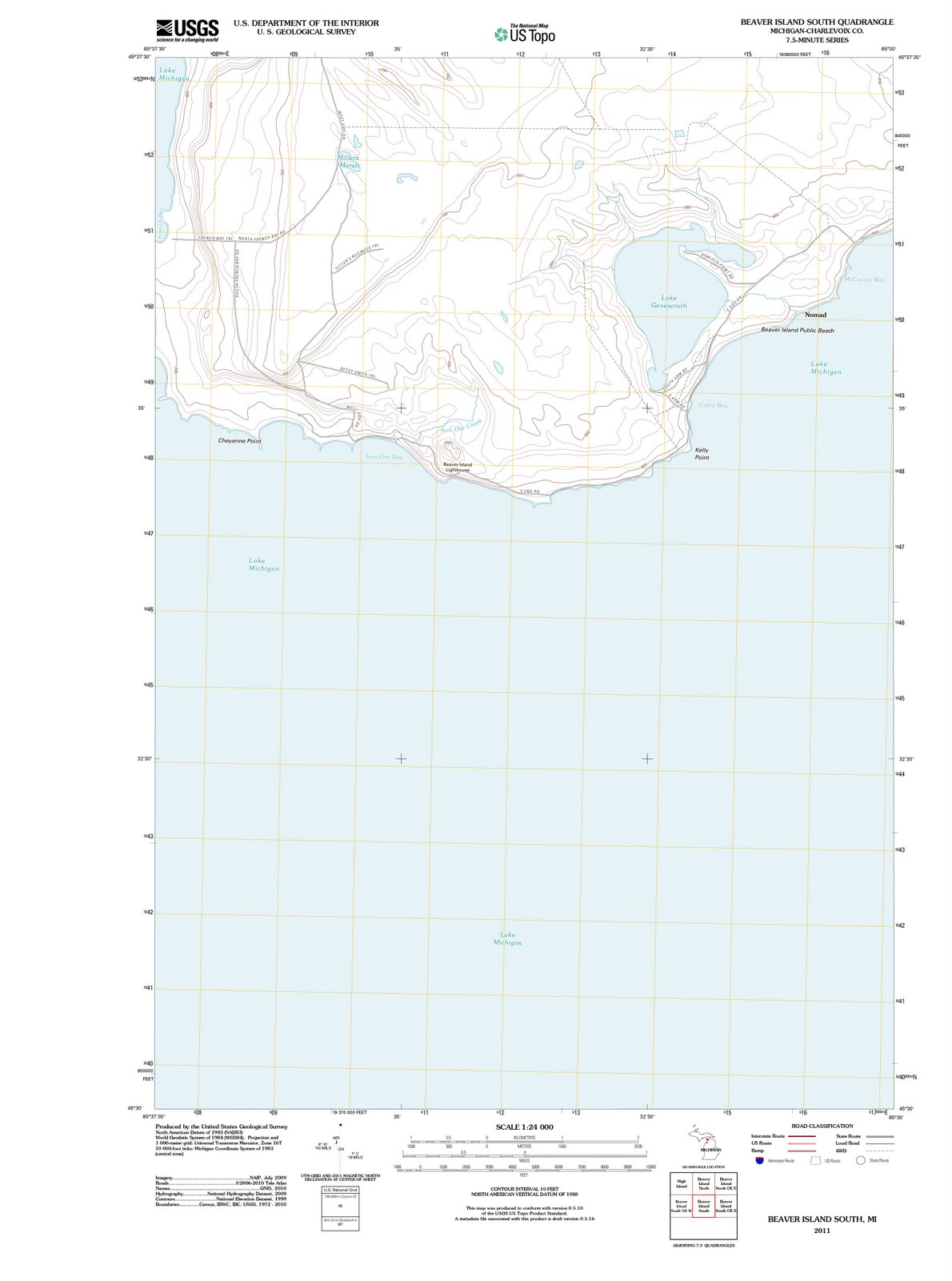 2011 Beaver Island South, MI - Michigan - USGS Topographic Map