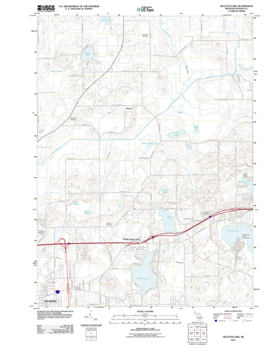 2011 Gilletts Lake, MI - Michigan - USGS Topographic Map