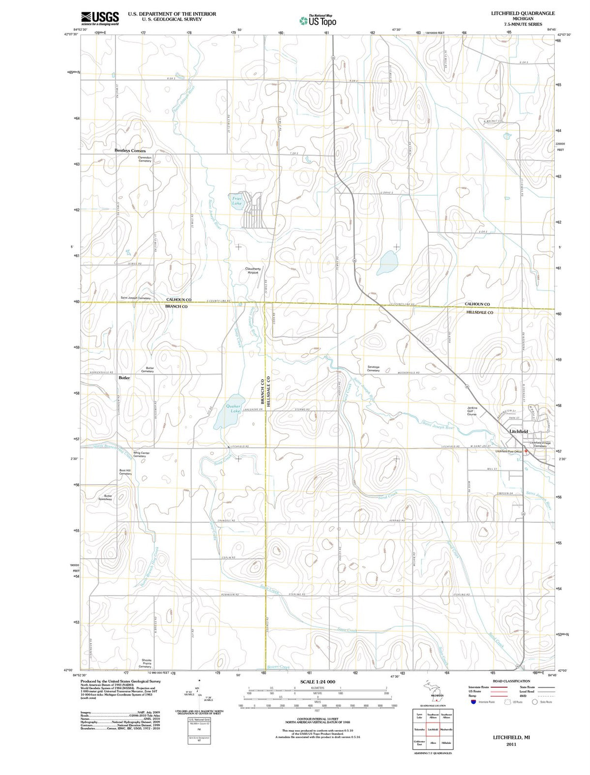 2011 Litchfield, MI - Michigan - USGS Topographic Map