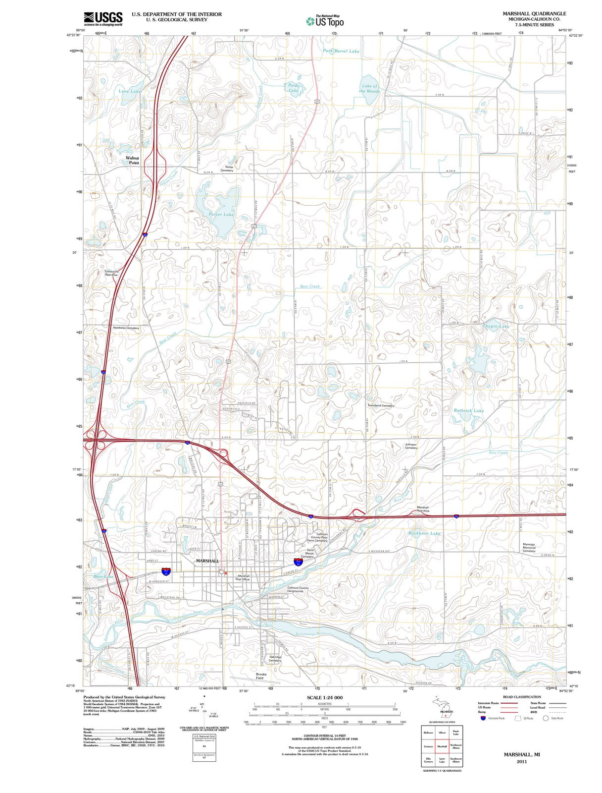 2011 Marshall, MI - Michigan - USGS Topographic Map