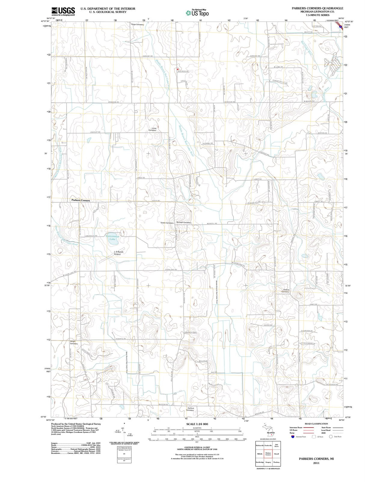 2011 Parkers Corners, MI - Michigan - USGS Topographic Map
