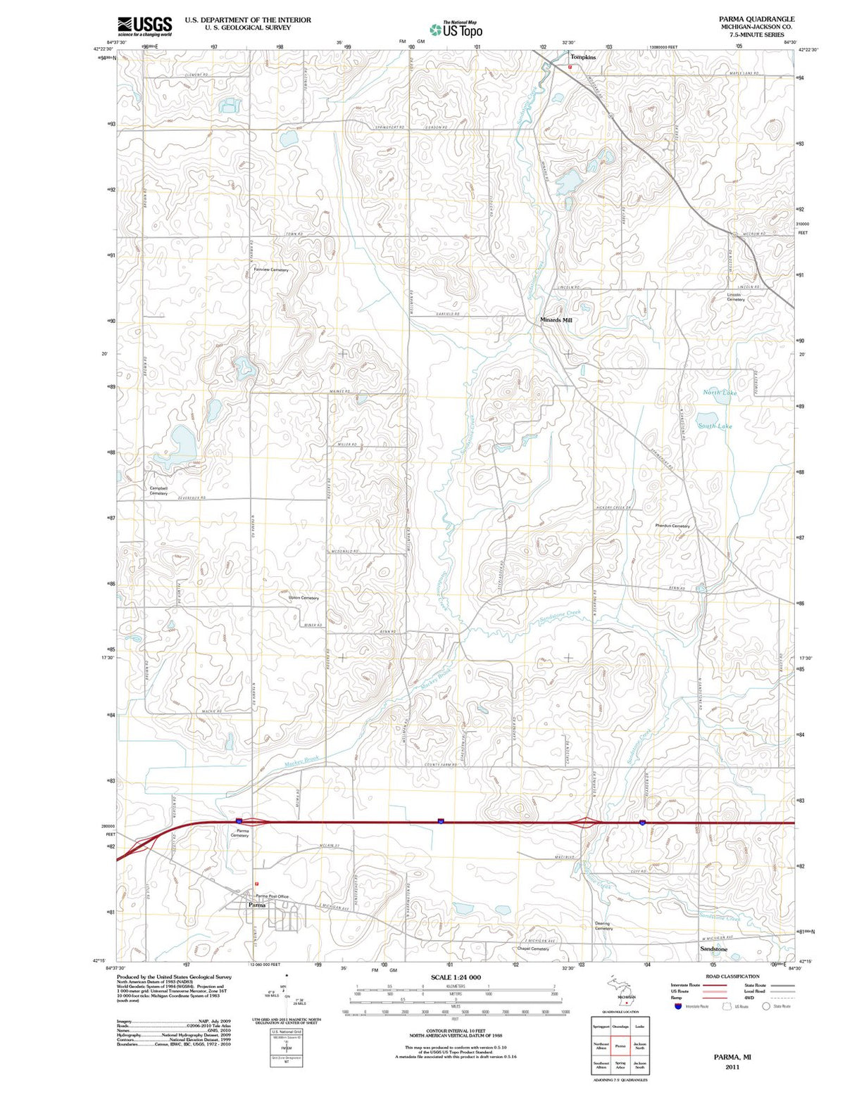 2011 Parma, MI - Michigan - USGS Topographic Map