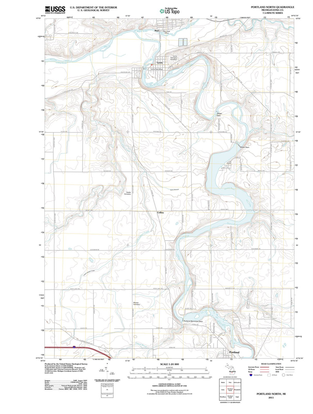 2011 Portland North, MI - Michigan - USGS Topographic Map