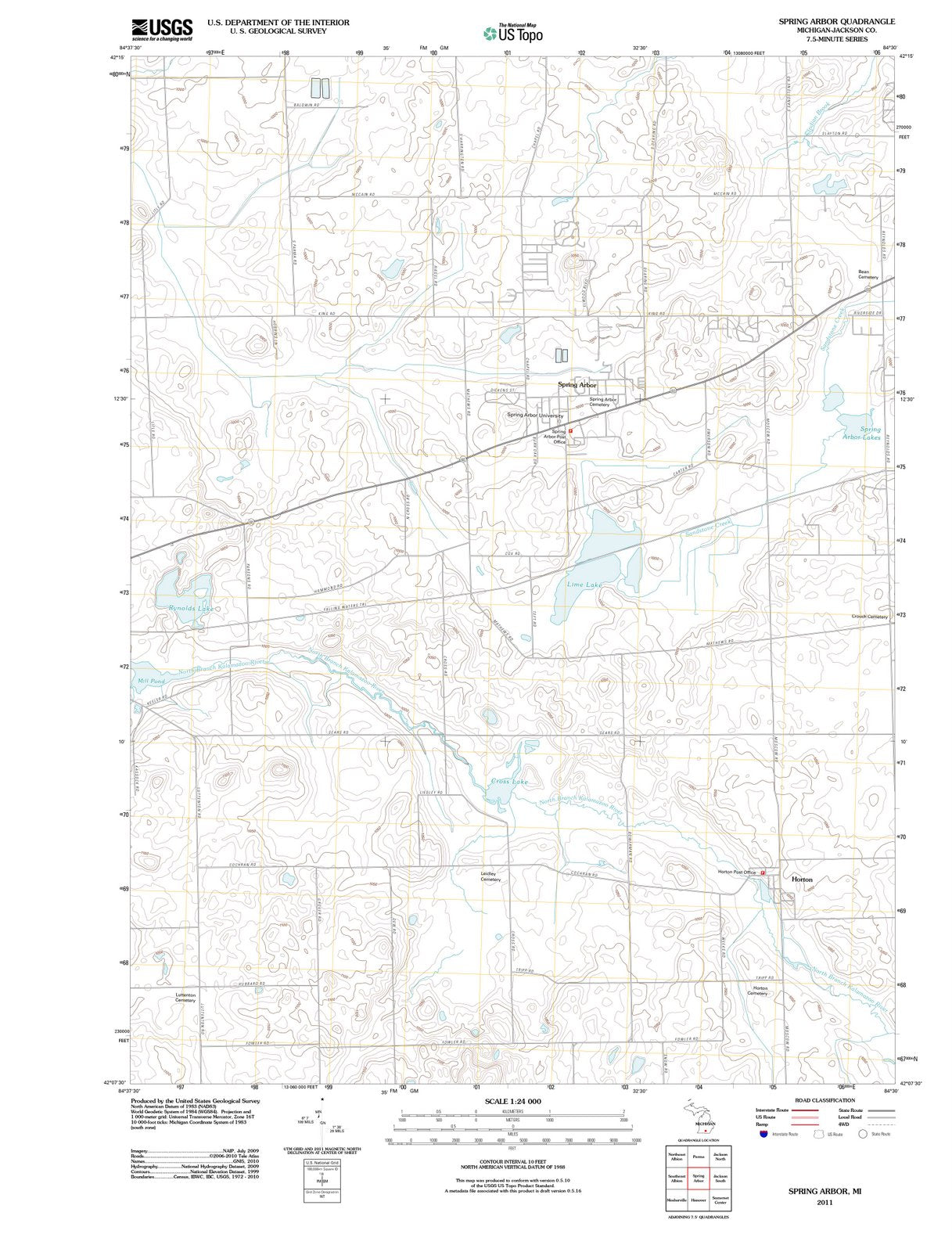2011 Spring Arbor, MI - Michigan - USGS Topographic Map