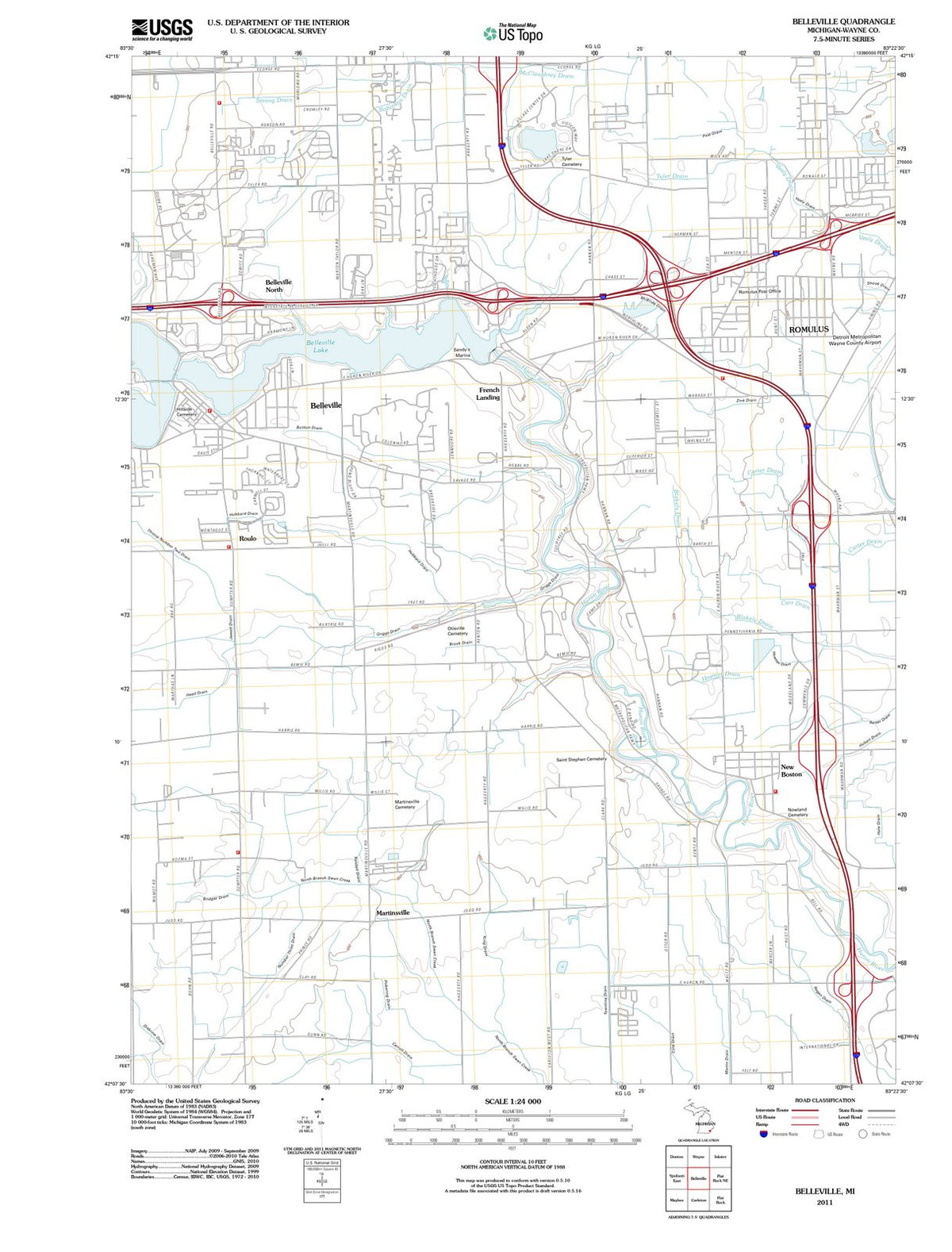 2011 Belleville, MI - Michigan - USGS Topographic Map