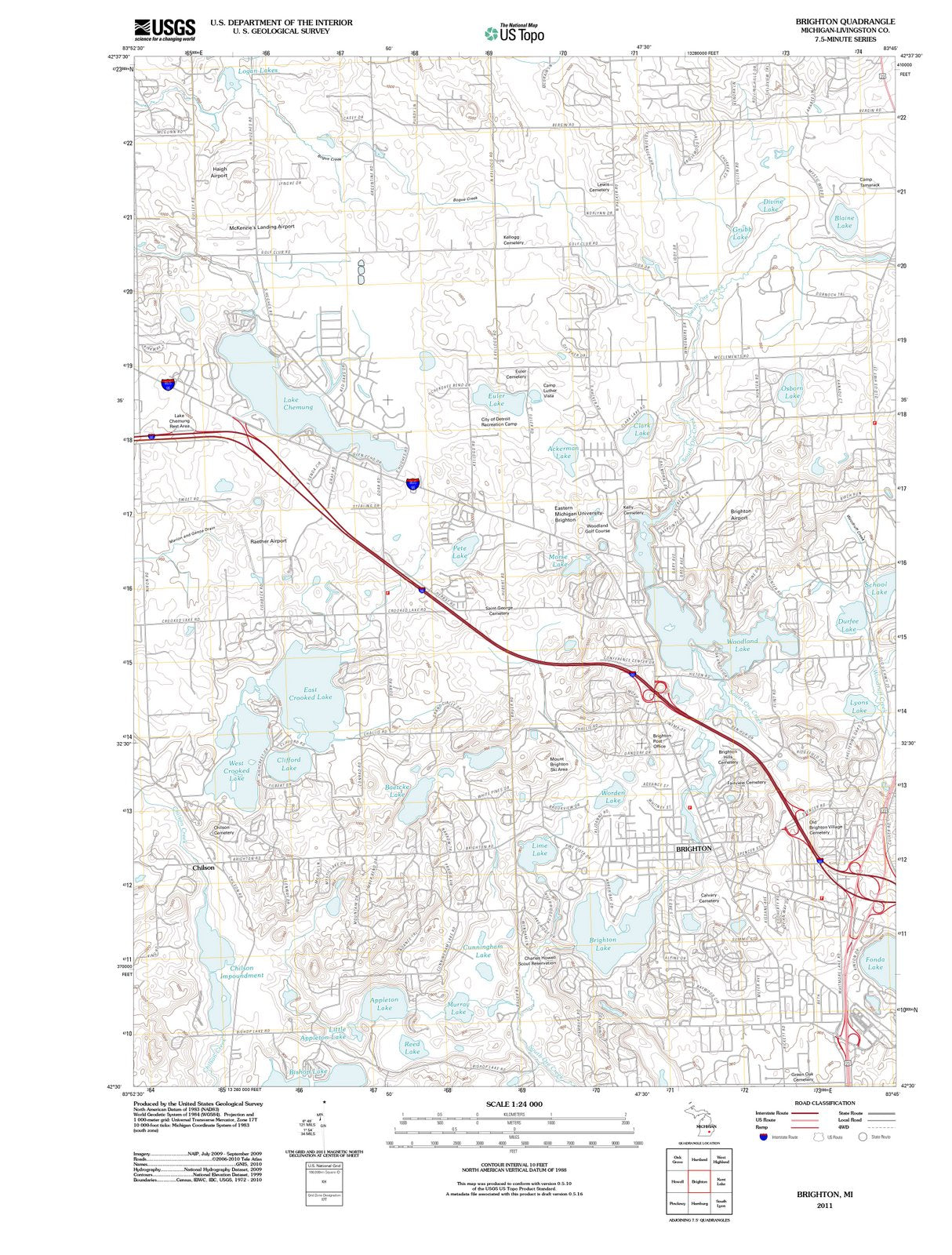 2011 Brighton, MI - Michigan - USGS Topographic Map