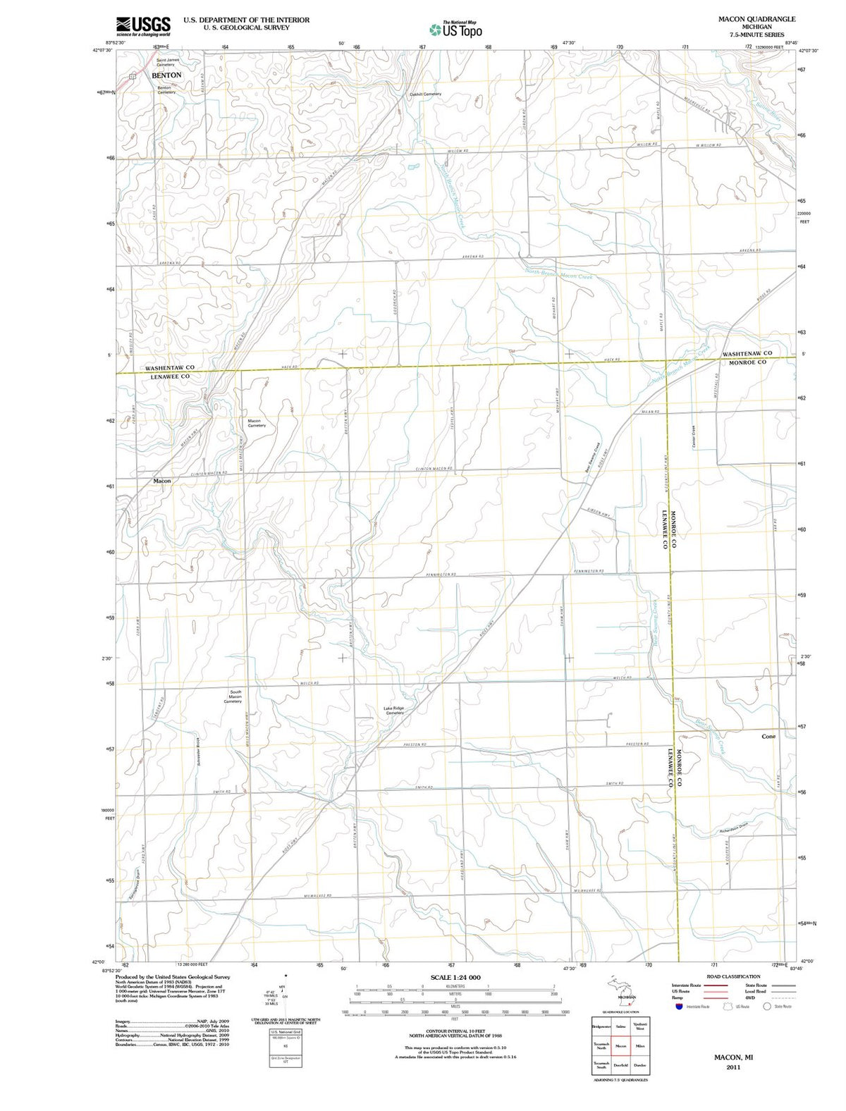 2011 Macon, MI - Michigan - USGS Topographic Map