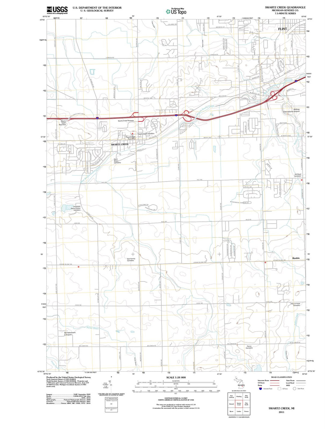 2011 Swartz Creek, MI - Michigan - USGS Topographic Map