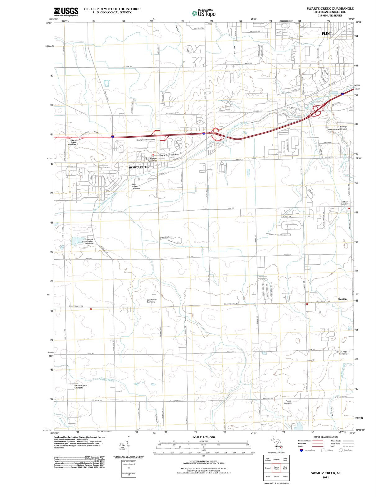2011 Swartz Creek, MI - Michigan - USGS Topographic Map