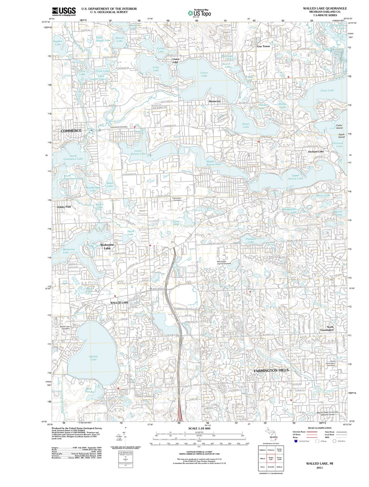 2011 Walled Lake, MI - Michigan - USGS Topographic Map