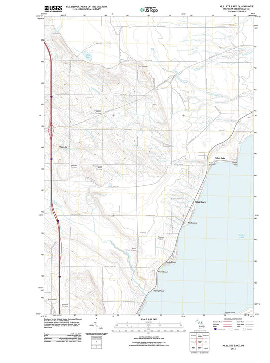 2011 Mullett Lake, MI - Michigan - USGS Topographic Map