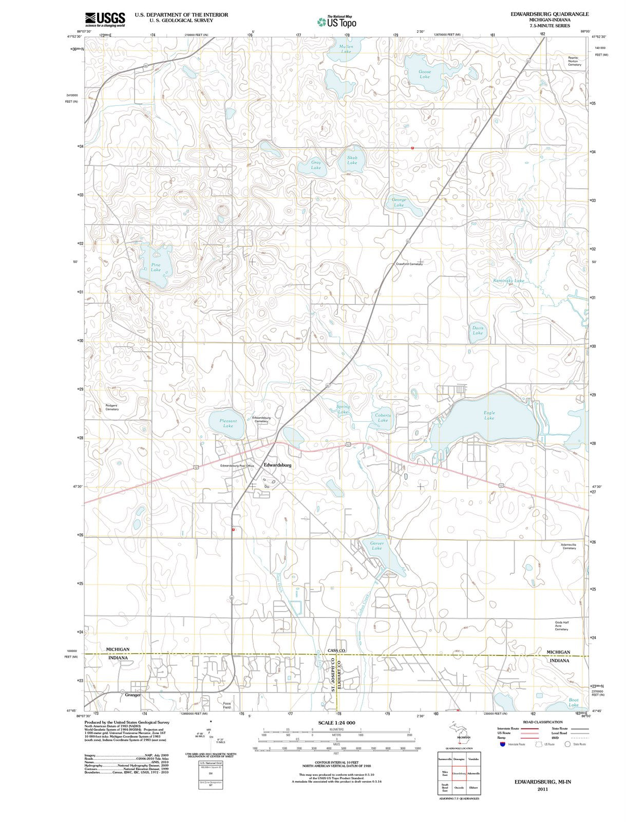 2011 Edwardsburg, MI - Michigan - USGS Topographic Map