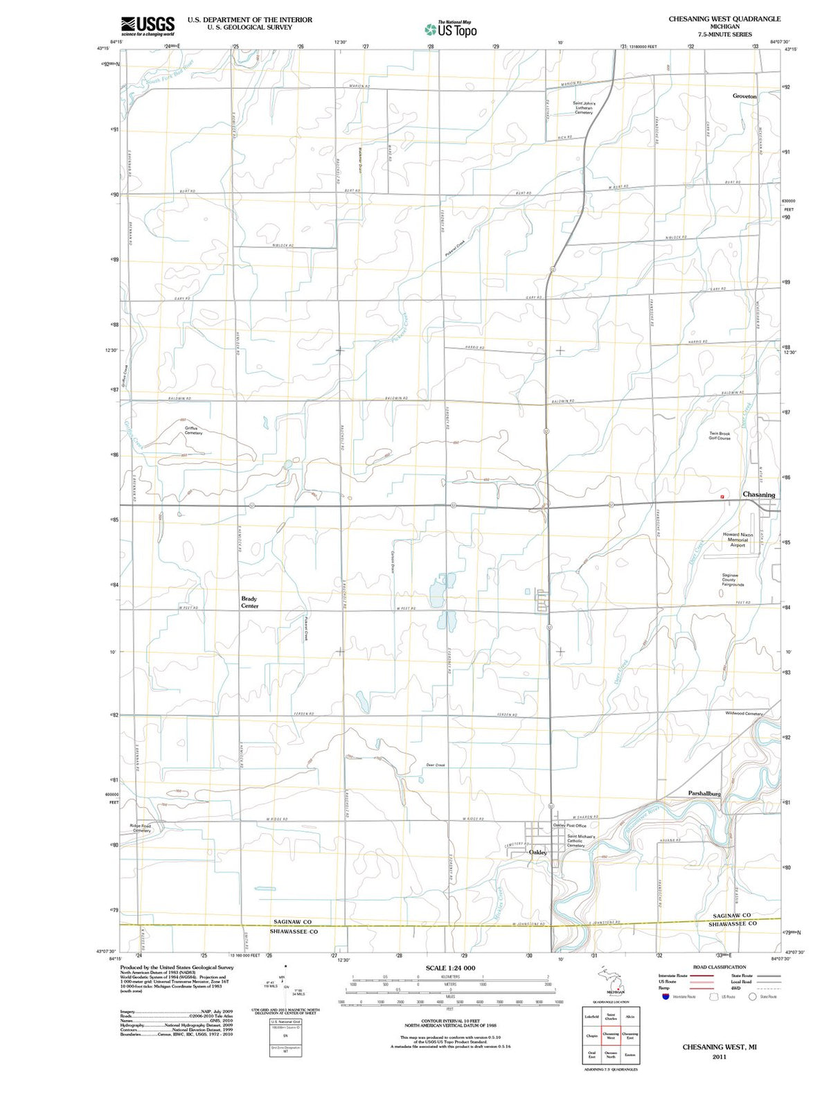 2011 Chesaning West, MI - Michigan - USGS Topographic Map