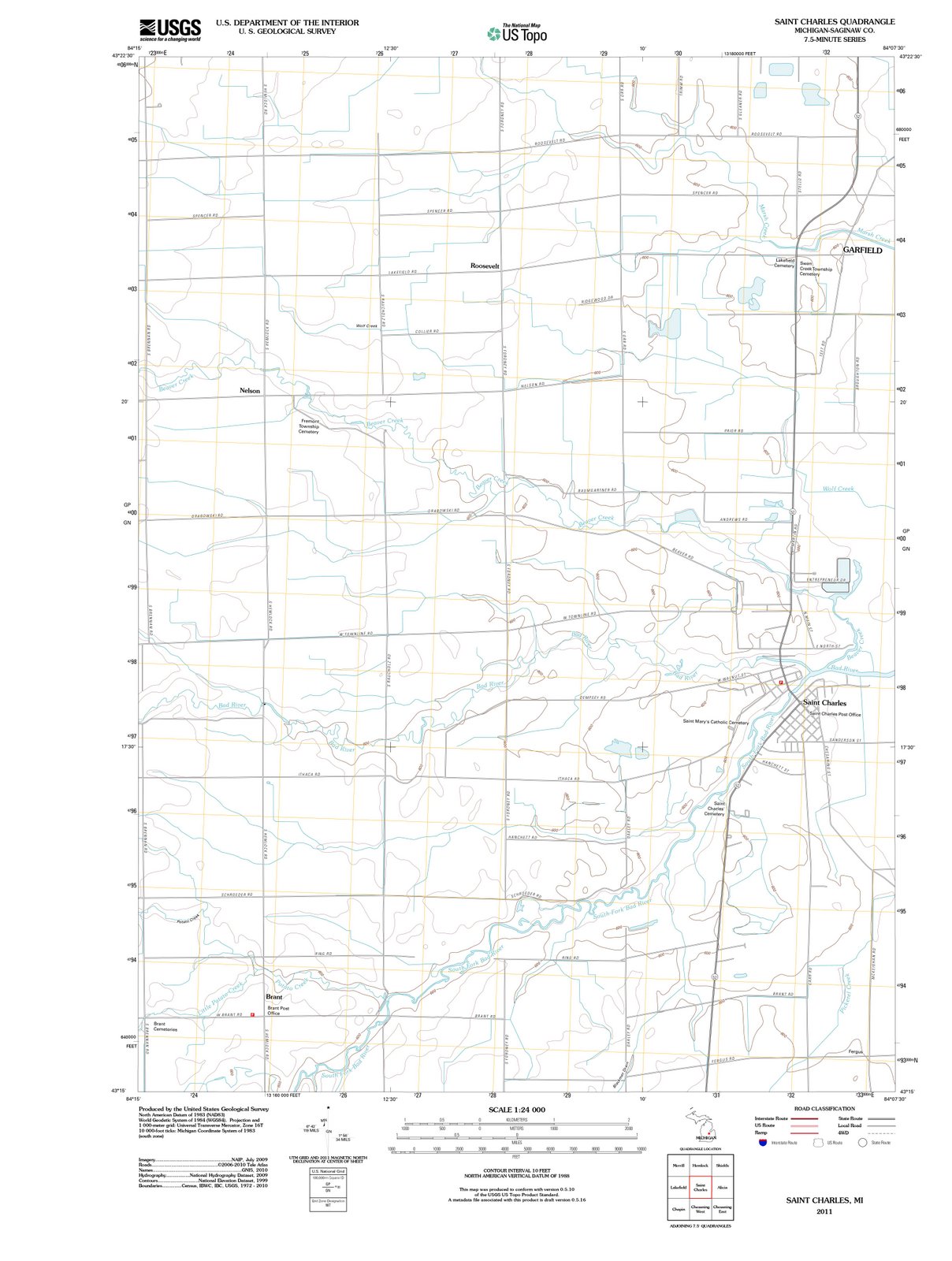 2011 Saint Charles, MI - Michigan - USGS Topographic Map