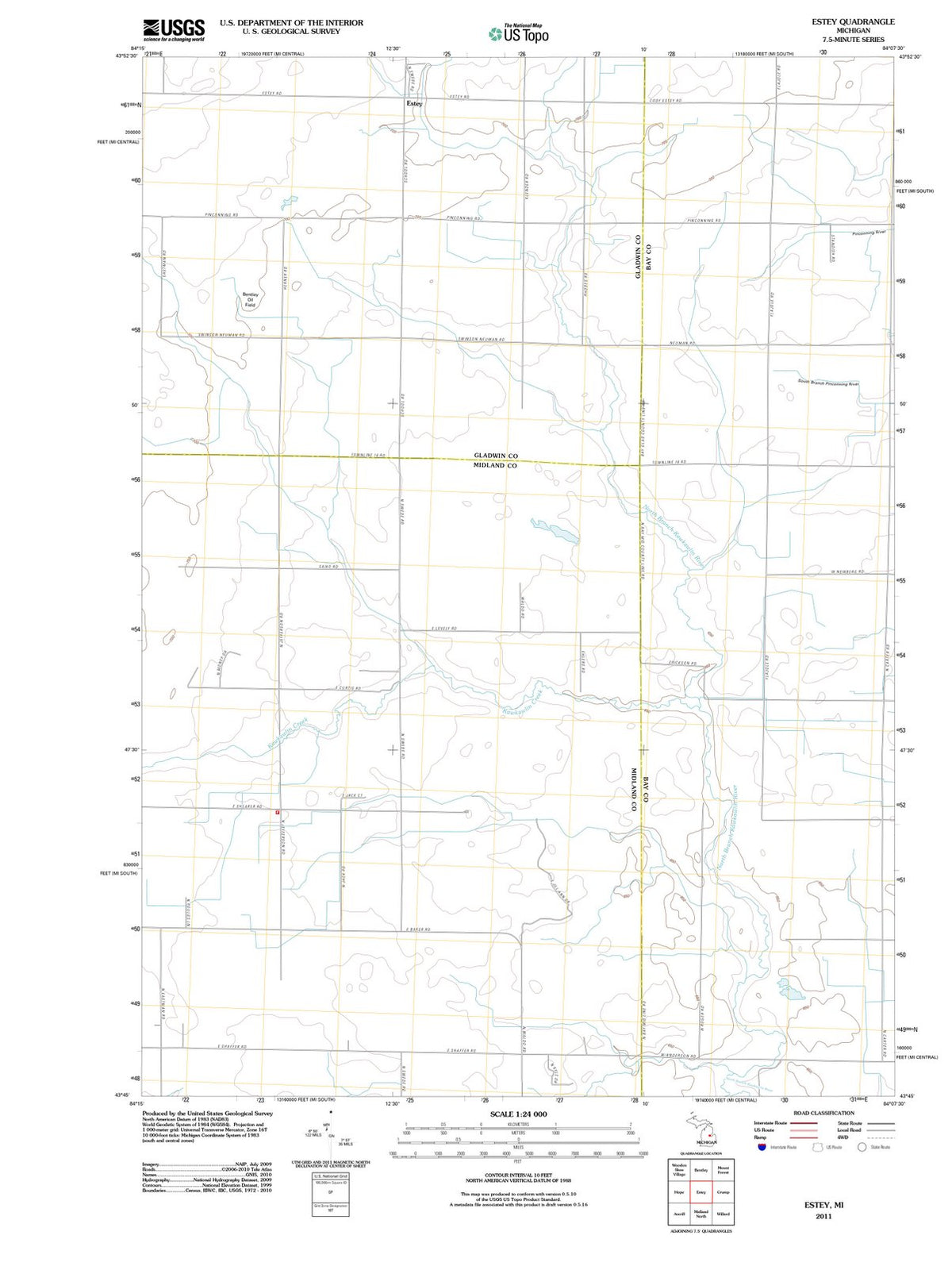 2011 Estey, MI - Michigan - USGS Topographic Map