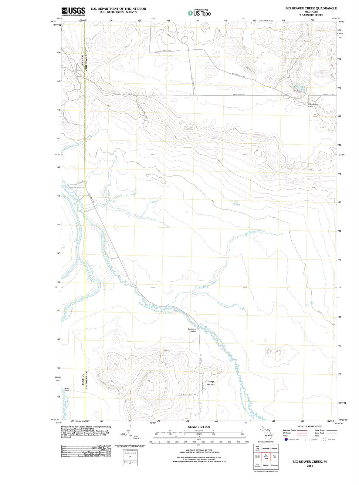 2011 Big Beaver Creek, MI - Michigan - USGS Topographic Map