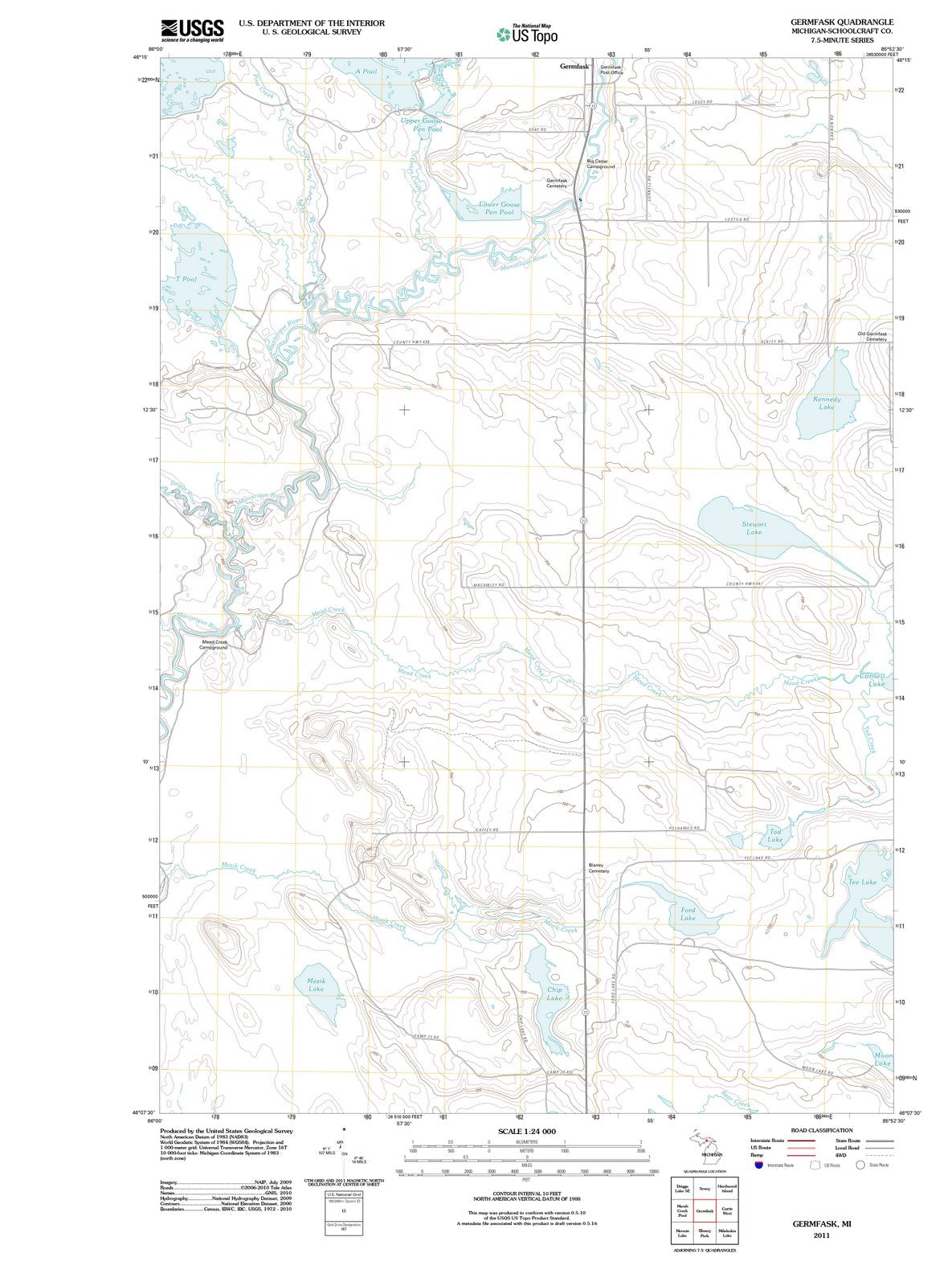 2011 Germfask, MI - Michigan - USGS Topographic Map