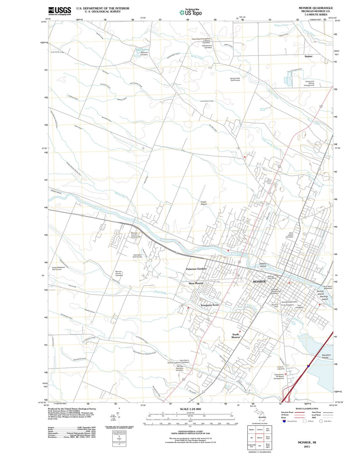 2011 Monroe, MI - Michigan - USGS Topographic Map