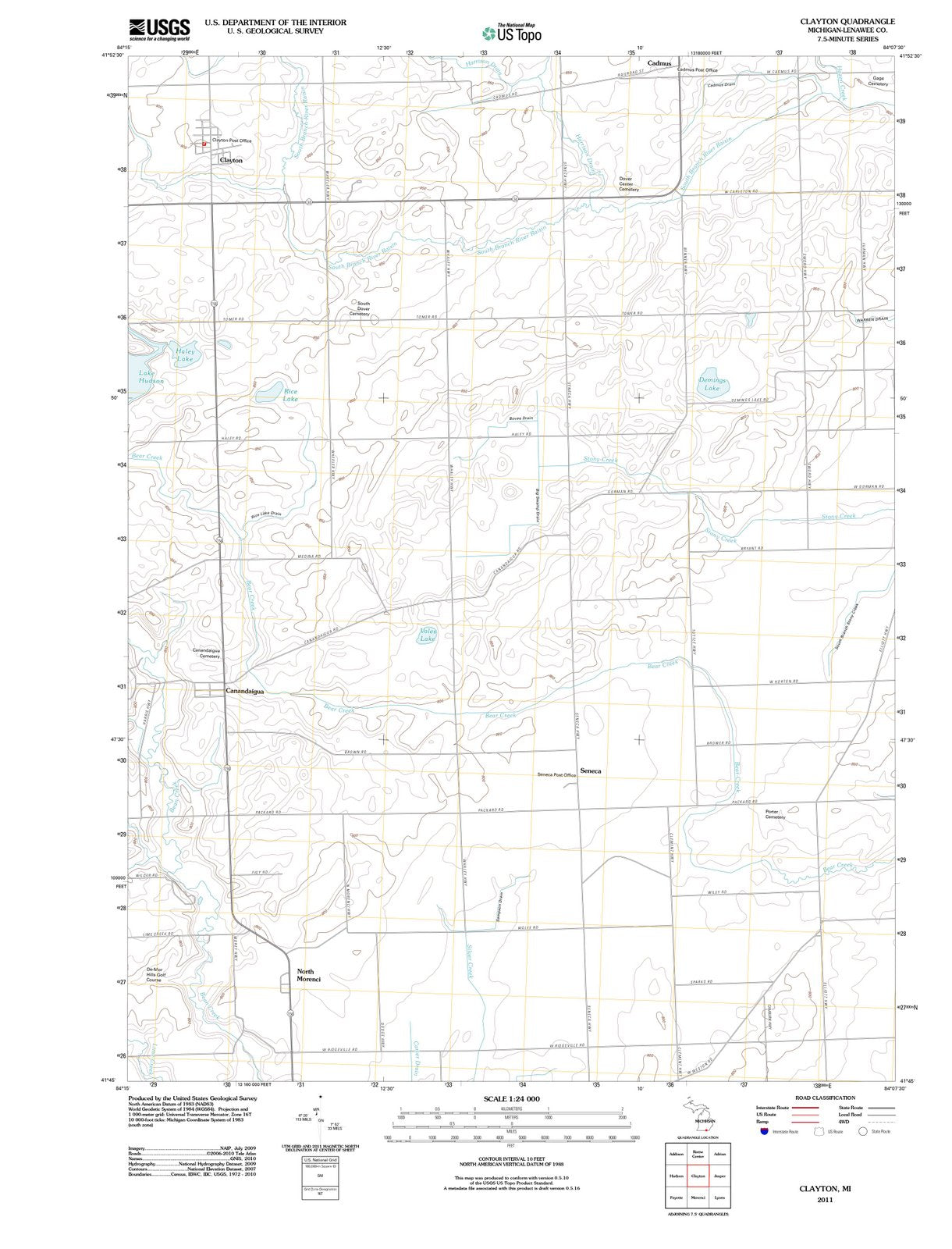 2011 Clayton, MI - Michigan - USGS Topographic Map