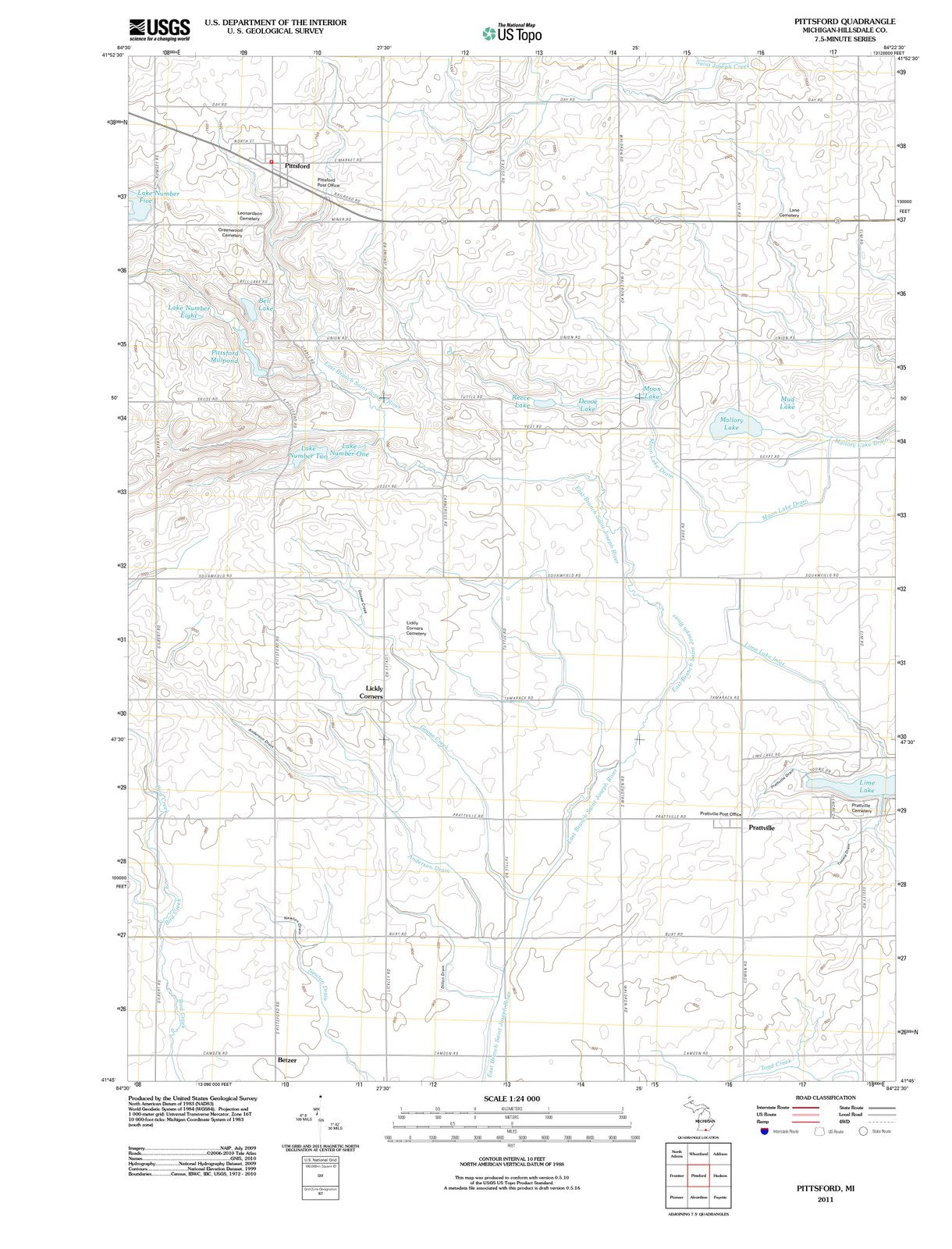 2011 Pittsford, MI - Michigan - USGS Topographic Map