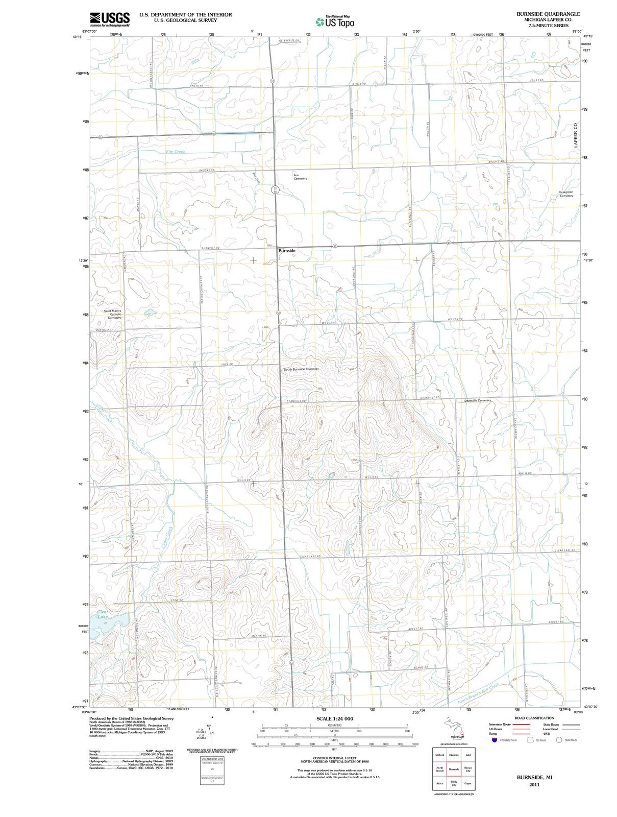 2011 Burnside, MI - Michigan - USGS Topographic Map