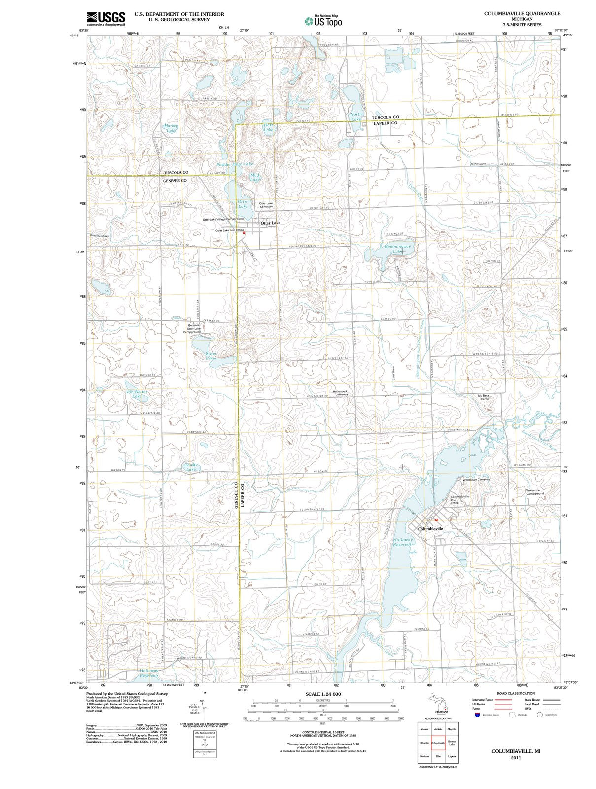 2011 Columbiaville, MI - Michigan - USGS Topographic Map