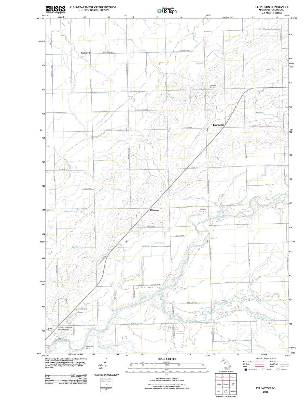 2011 Ellington, MI - Michigan - USGS Topographic Map