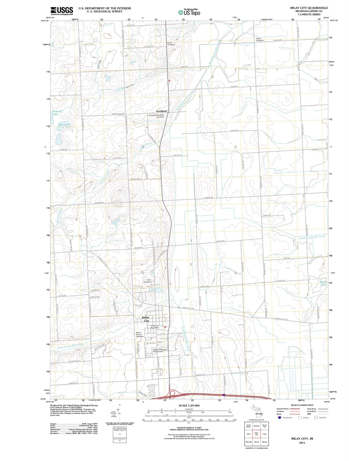2011 Imlay City, MI - Michigan - USGS Topographic Map