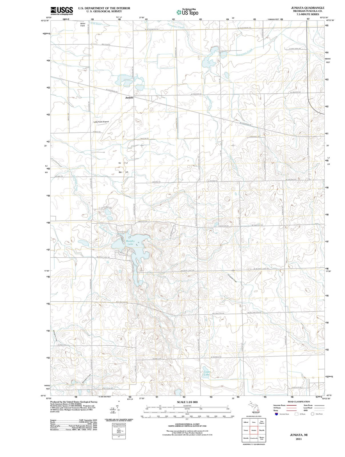 2011 Juniata, MI - Michigan - USGS Topographic Map