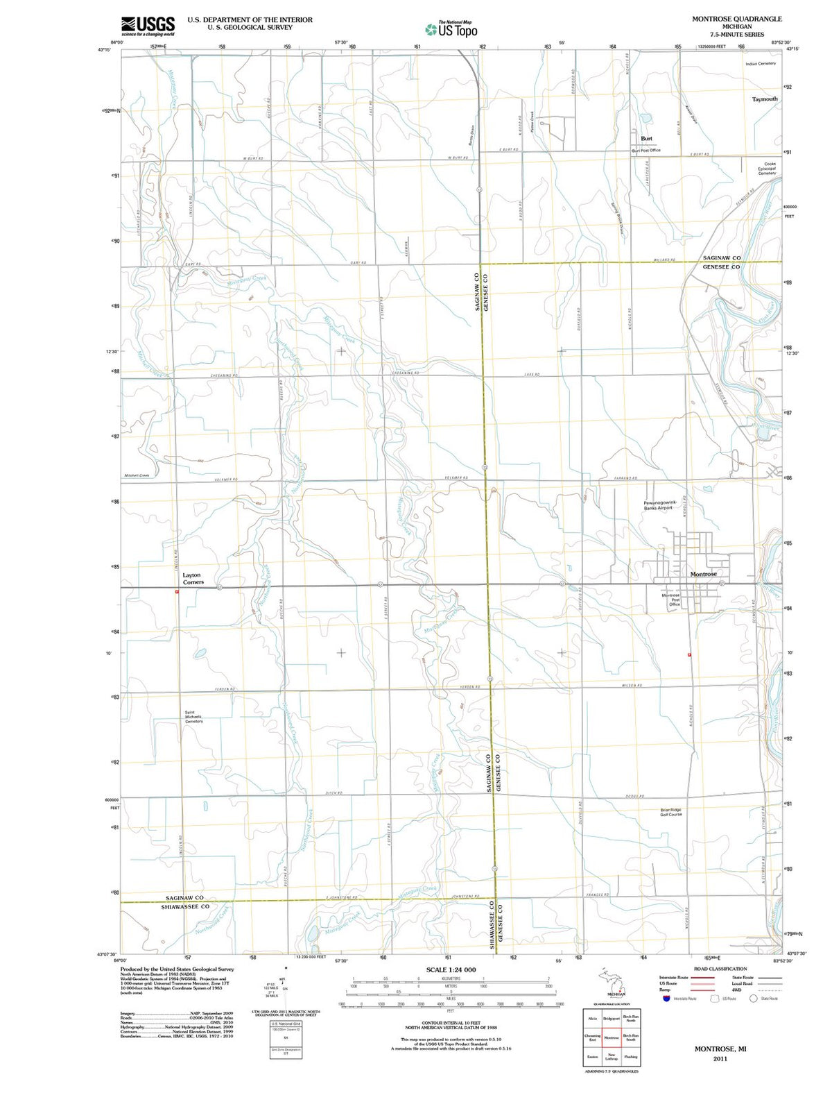 2011 Montrose, MI - Michigan - USGS Topographic Map