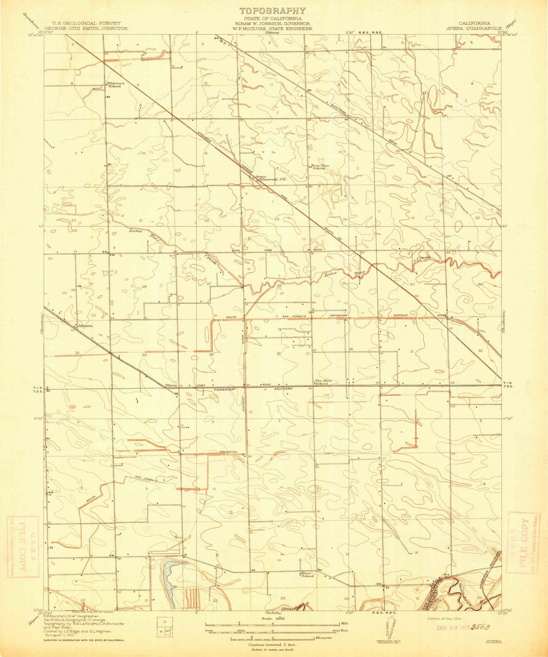1914 Avenal, CA - California - USGS Topographic Map
