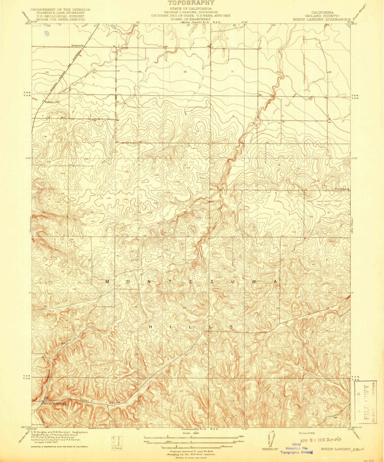 1918 Birds Landing, CA - California - USGS Topographic Map