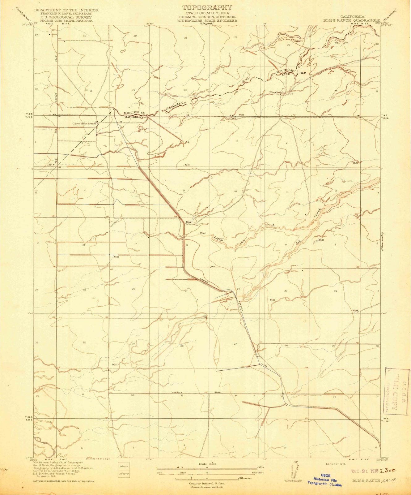 1918 Bliss Ranch, CA - California - USGS Topographic Map