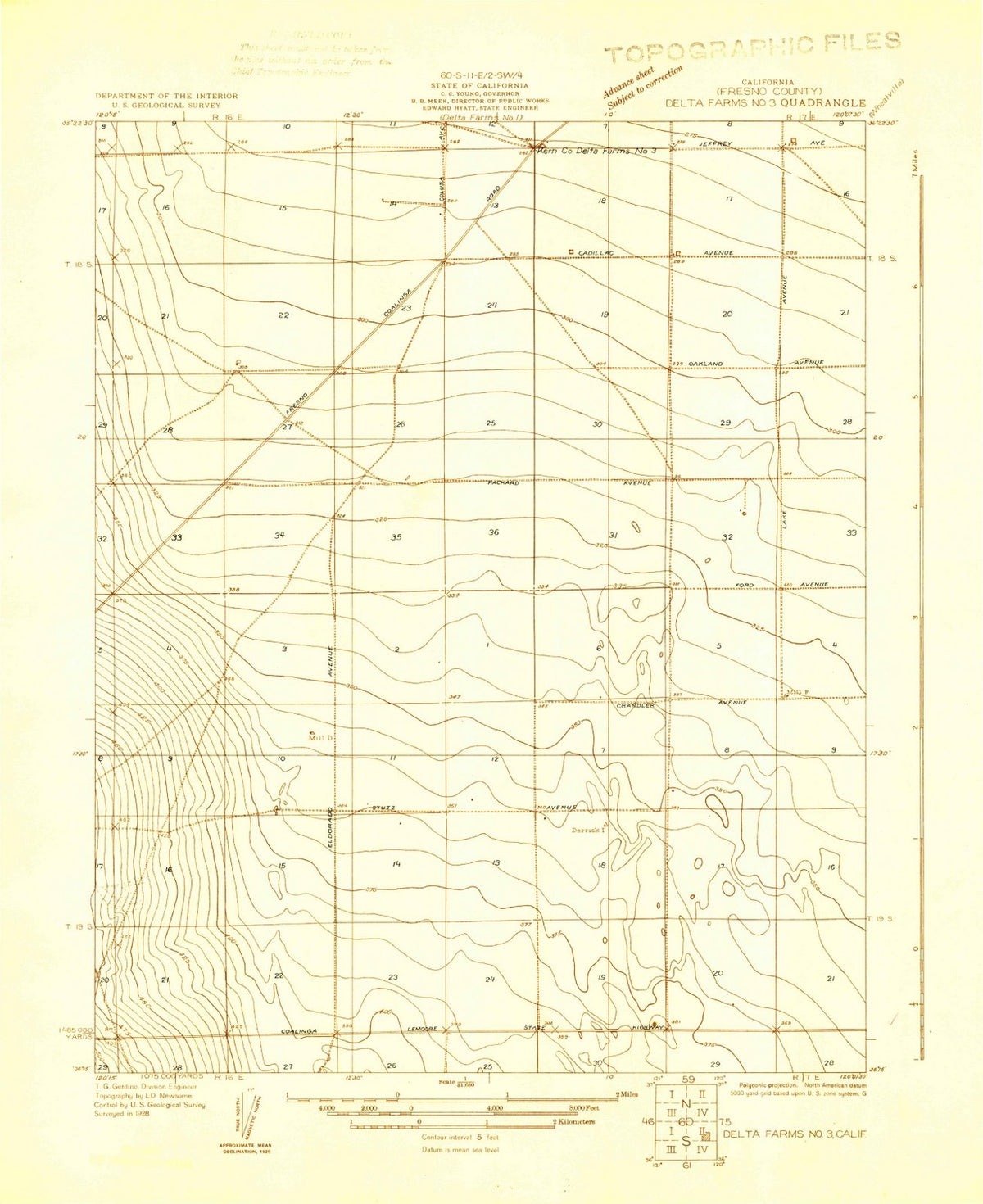 1928 Delta Farms No 3, CA - California - USGS Topographic Map