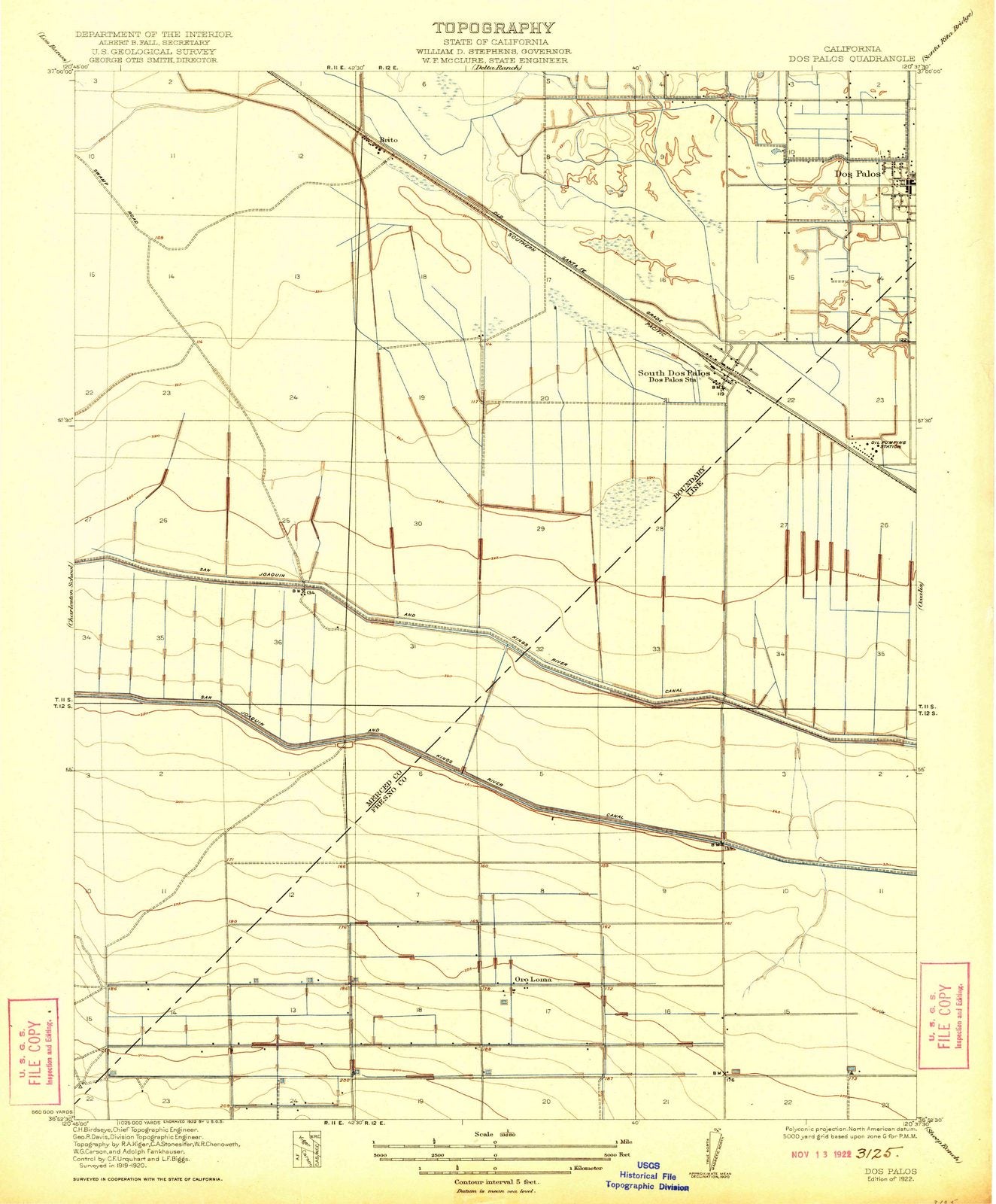 1922 Dos Palos, CA - California - USGS Topographic Map