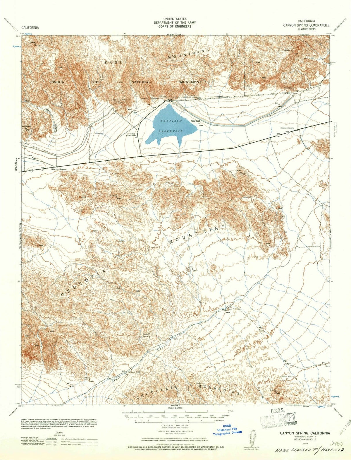 1940 Canyon Spring, CA - California - USGS Topographic Map