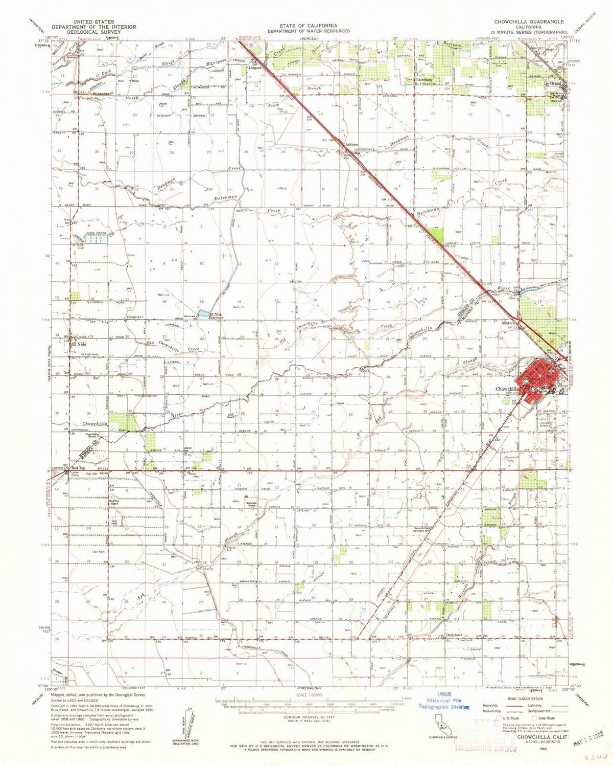 1960 Chowchilla, CA - California - USGS Topographic Map