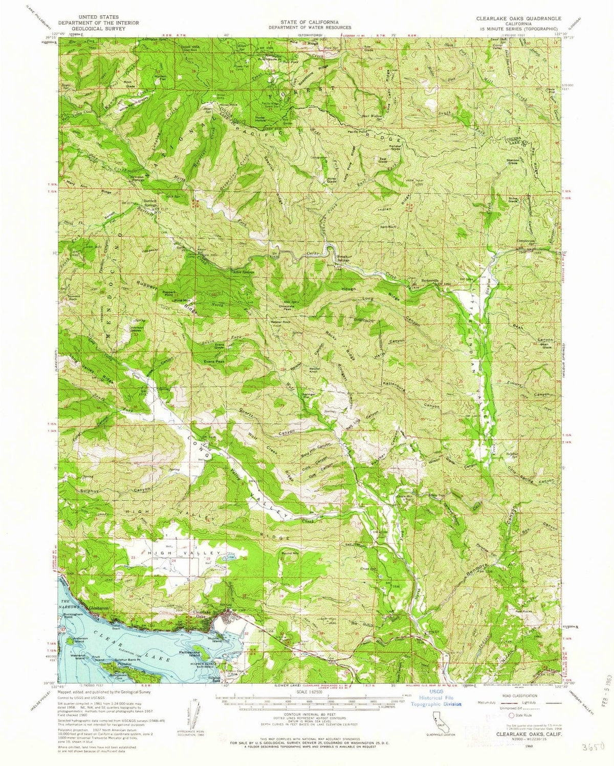 1960 Clearlake, CA - California - USGS Topographic Map