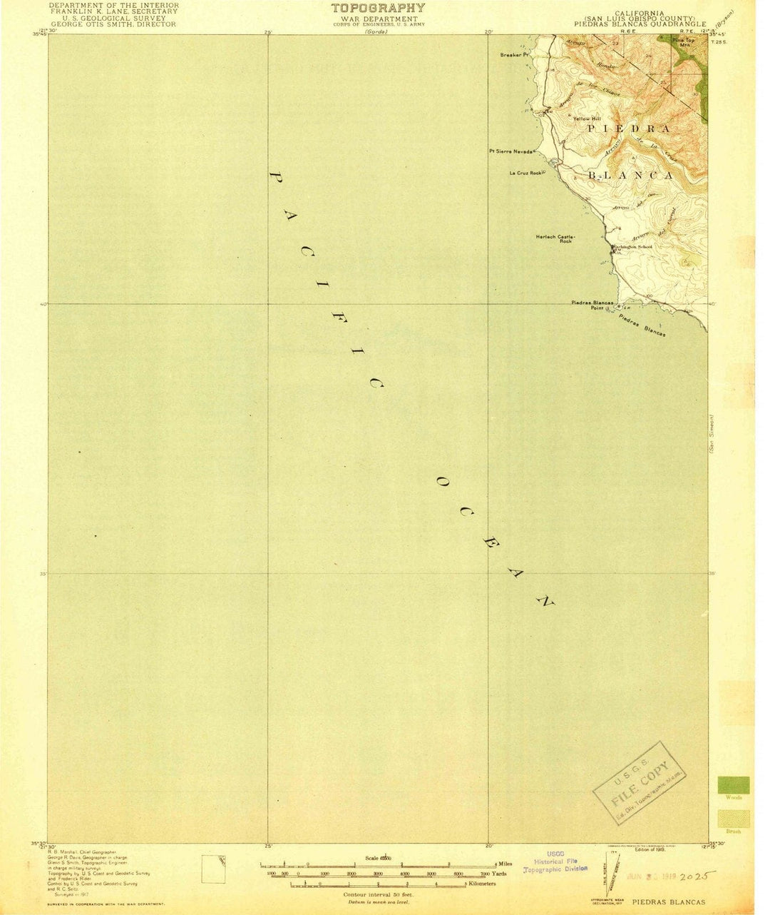 1919 Piedras Blancas, CA - California - USGS Topographic Map