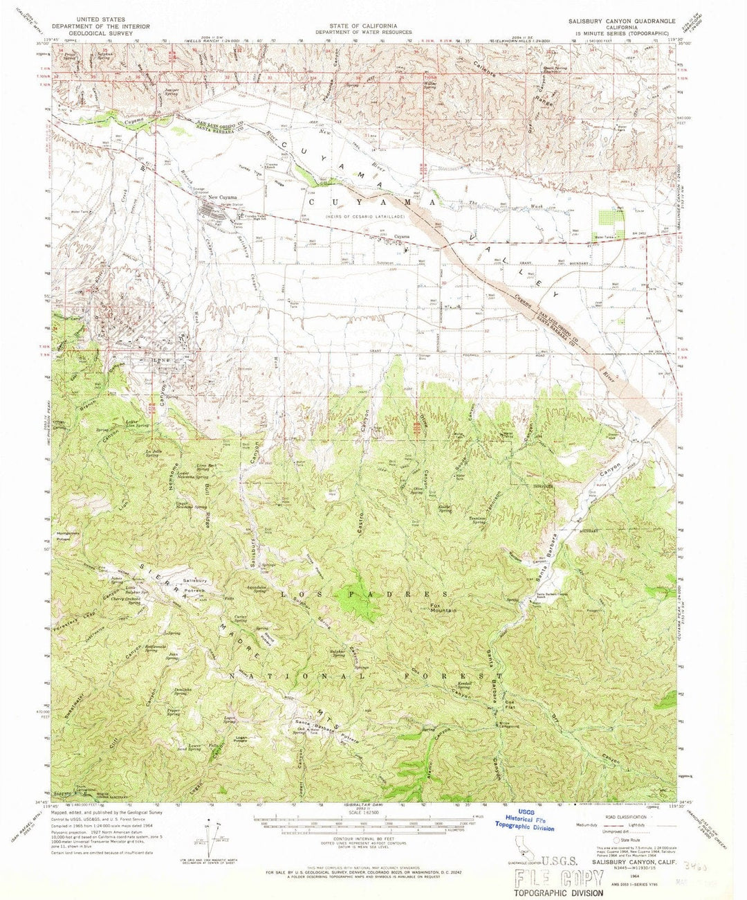 1964 Salisbury Canyon, CA - California - USGS Topographic Map