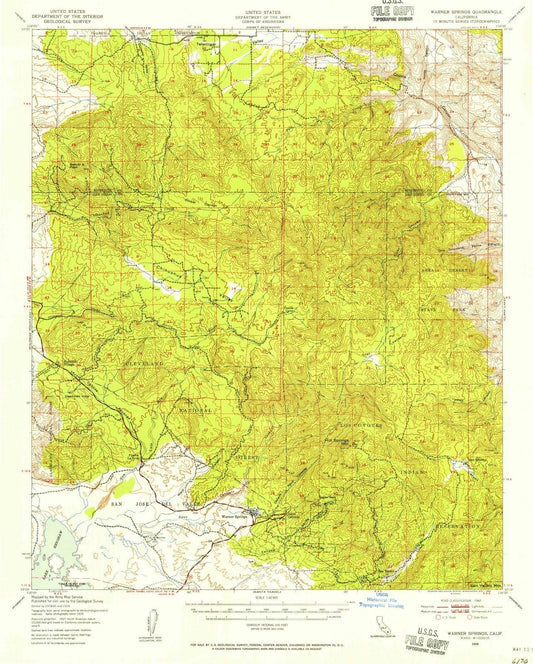 1939 Warner Springs, CA - California - USGS Topographic Map