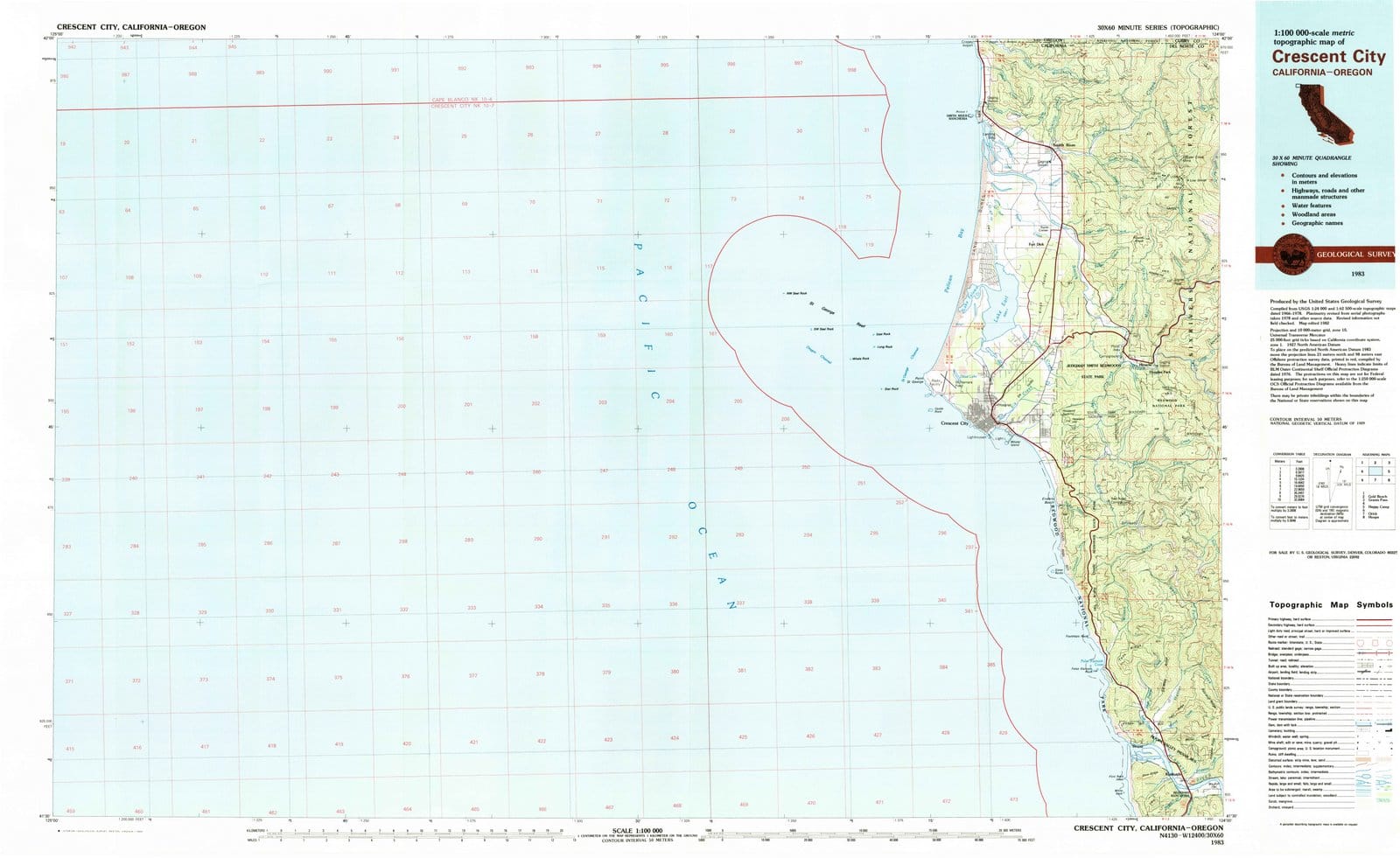 1983 Crescent City, CA - California - USGS Topographic Map